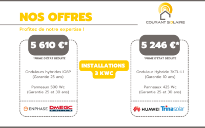 Nos offres pour les installations de panneaux solaires de 3 kWc à Toulouse, Albi et Montauban
